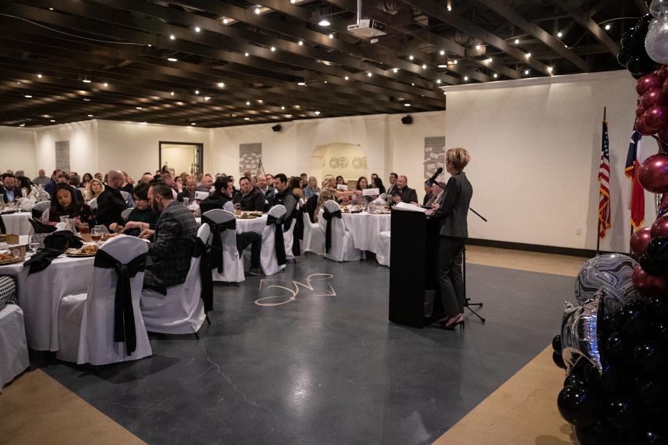 London ISD Superintendent, Judi Whitis, gives the State of the District address on Jan. 31, 2023, in Corpus Christi, Texas.