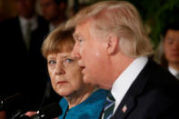 <p>MAR. 17, 2017 – Germany’s Chancellor Angela Merkel and President Donald Trump hold a joint news conference in the East Room of the White House in Washington, U.S. (Photo: Jonathan Ernst/Reuters) </p>