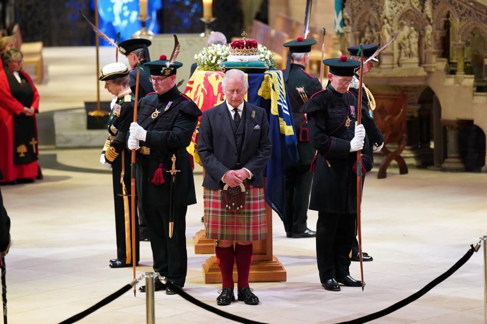 King Charles III and other members of the royal family hold a vigil at St Giles’ Cathedral (Jane Barlow/PA) (PA Wire)