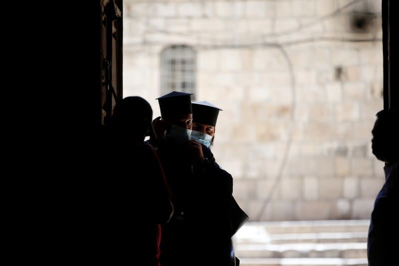 Church of the Holy Sepulchre reopens its doors following the easing of the novel coronavirus restrictions, in Jerusalem's Old City