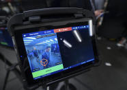 In this photo provided by The Metropolitan Transportation Authority (MTA), new weapon detectors that can be deployed at subway entrances are displayed during a news conference in New York, March 28, 2024. New York City officials announced a pilot program on Thursday to deploy portable gun scanners in the subway system, part of an effort to deter violence underground and to make the system feel safer. (Marc A. Hermann/Metropolitan Transportation Authority via AP)