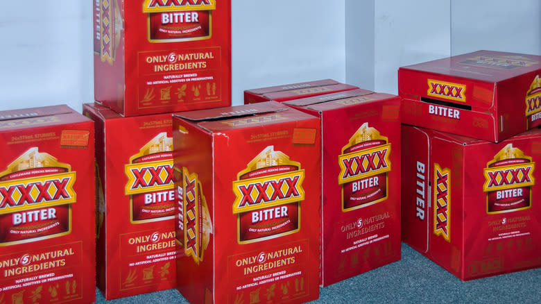 XXXX Bitter in red boxes