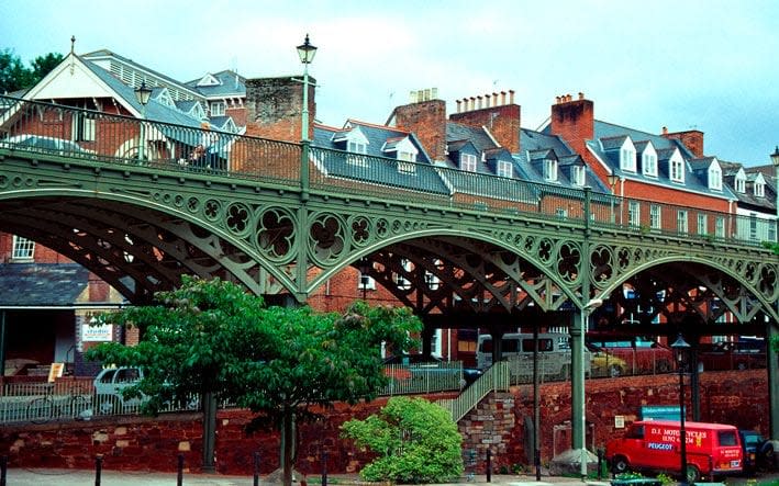 Very metal: the Iron Bridge, Exeter, built in the nineteenth century. The eponymous pub is just beyond