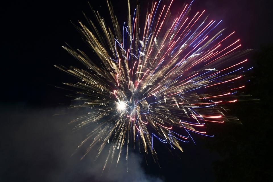 Fireworks over A.K. Bissell Park during Oak Ridge's 4th of July Independence Day celebration on Thursday, July 4, 2024 in Tennessee.