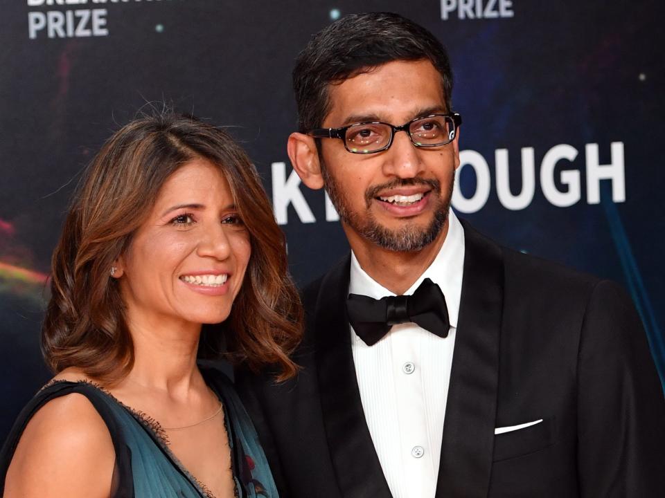 Sundar Pichai and wife Anjali Pichai