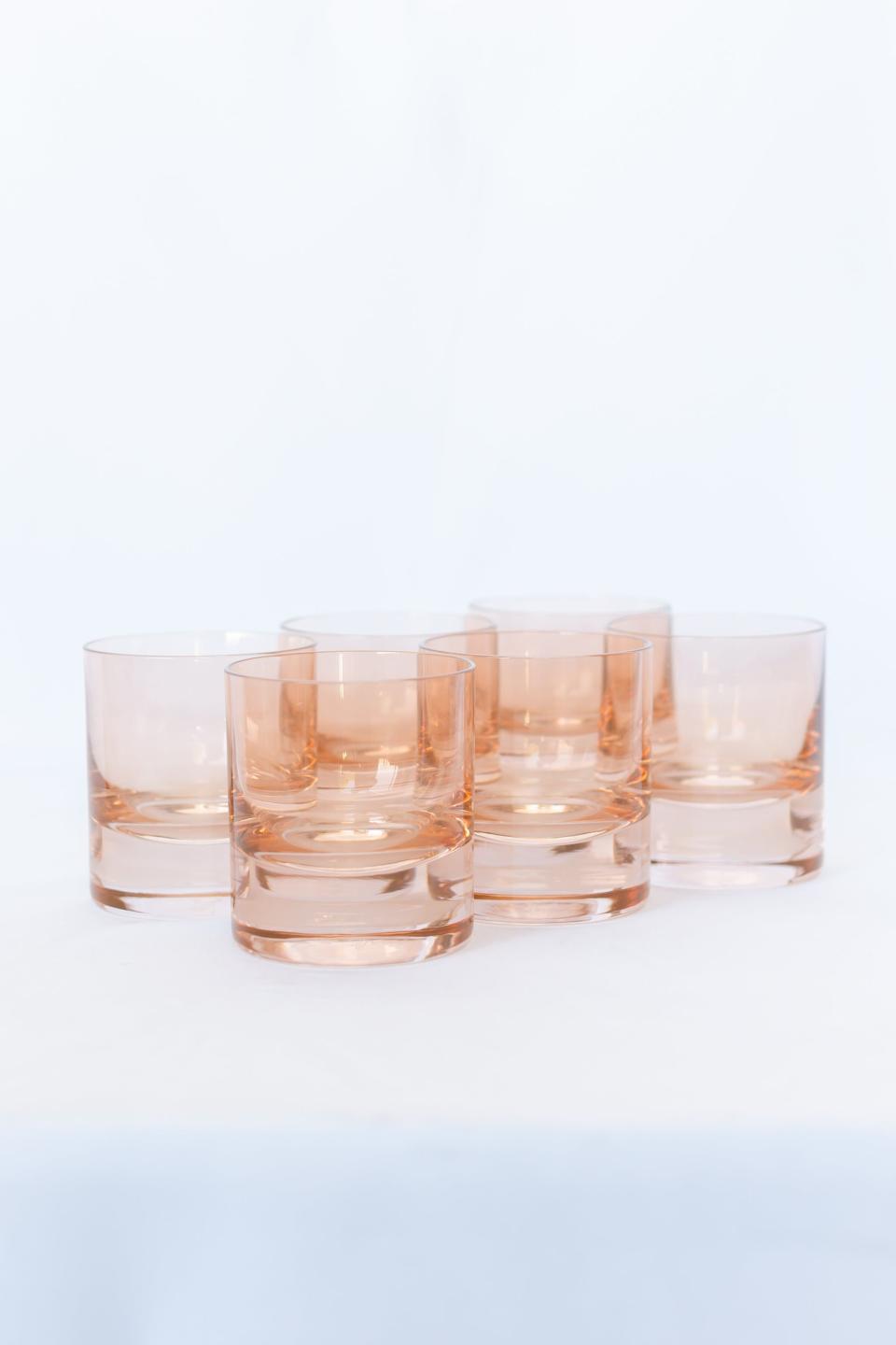 41) Estelle Colored Rocks Glass - Set of 6 {Blush Pink}