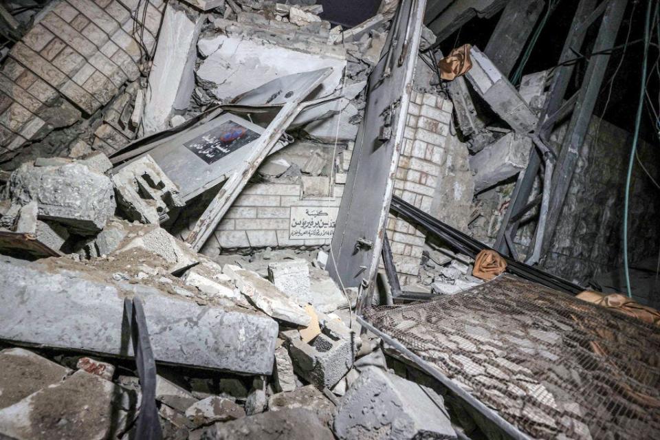 The Greek Orthodox Saint Porphyrius Church in Gaza after it was hit by an air strike