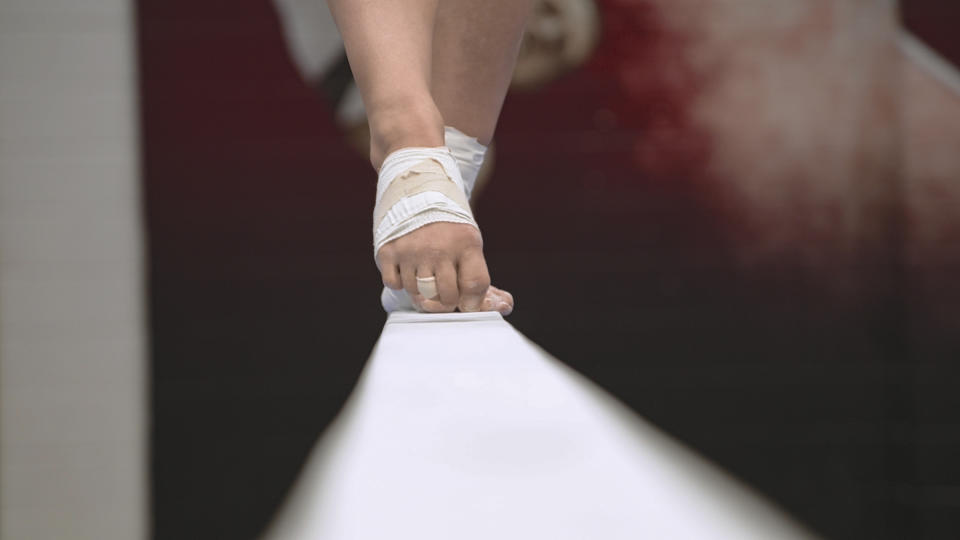 This image released by Netflix shows Maggie Nichols in a scene from the documentary "Athlete A." (Netflix via AP)