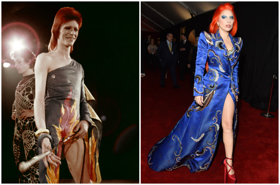 Lady Gaga Went Full Bowie on the Grammys Red Carpet 