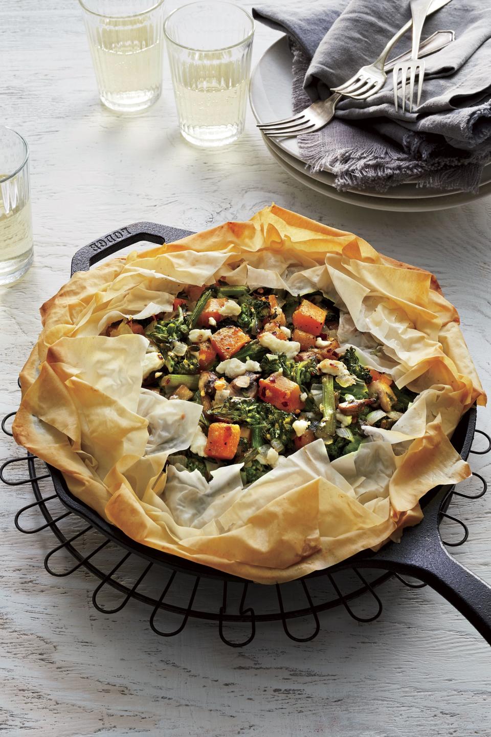 Skillet Vegetable Pie with Goat Cheese