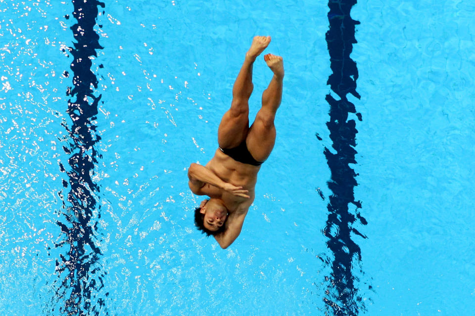 DELHI, INDIA - OCTOBER 11: Alexandre Despatie of Canada competesl in the Men's 3m Springboard Final at Dr. S.P. Mukherjee Aquatics Complex during day eight of the Delhi 2010 Commonwealth Games on October 11, 2010 in Delhi, India. (Photo by Matt King/Getty Images)