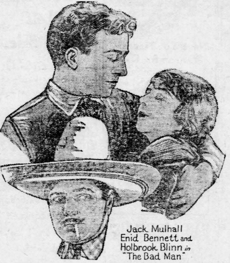 Jack Mulhall, Enid Bennett and Holbrook Blinn in “The Bad Man.”