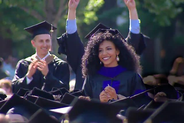 <p>Courtesy April Simpkins</p> Cheslie Kryst in 2017, graduating from Wake Forest University with a law degree and MBA.