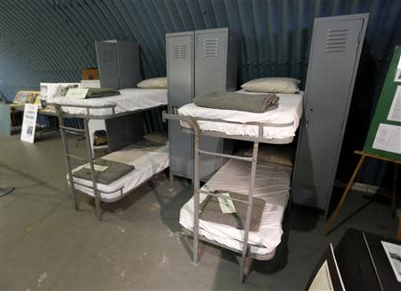 Bunk beds are shown in the cold-war era nuclear fallout shelter constructed for U.S. President John F. Kennedy on Peanut Island near Riviera Beach, Florida November 8, 2013. REUTERS/Joe Skipper