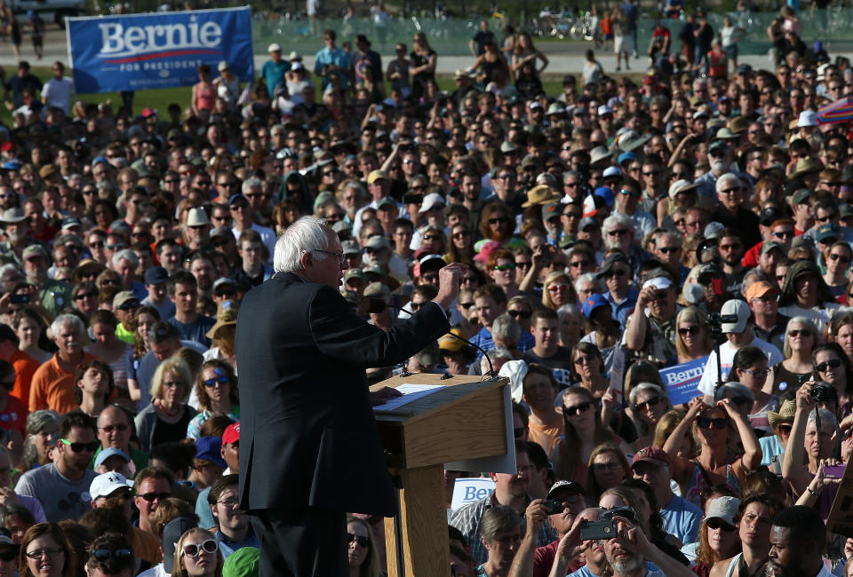 Sen. Bernie Sanders delivers remarks while officially announcing his candidacy for the U.S. on May 26, 2015 in Burlington, Vermont. 