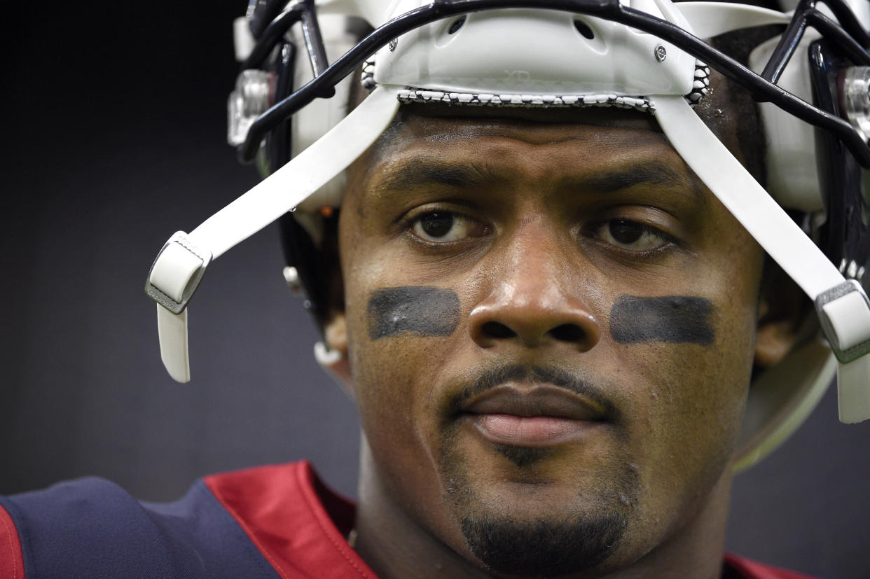 Deshaun Watson's legal and NFL status remain unclear. (AP Photo/Eric Christian Smith)