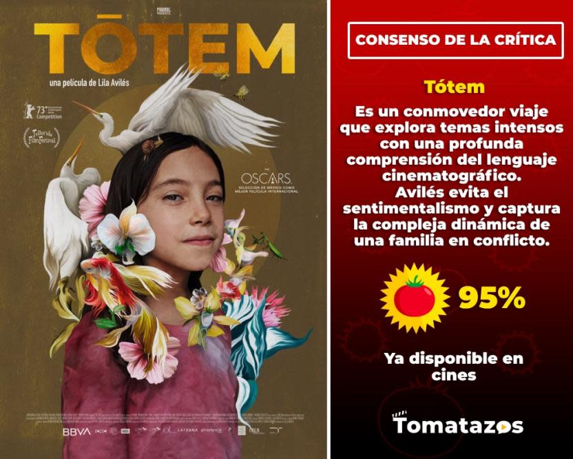 Calificación de la crítica de TÓTEM (Crédito: Tomatazos)