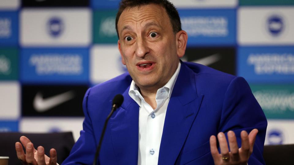 Tony Bloom speaks at a news conference