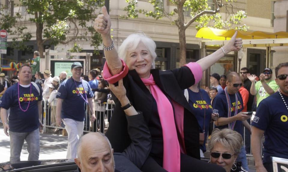 Olympia Dukakis acts as a celebrity grand marshal for the 2011 Gay Pride parade in San Francisco.