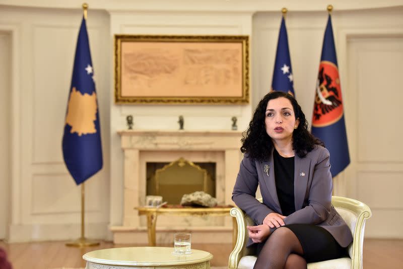 Kosovo President Vjosa Osmani talks to Reuters in Pristina