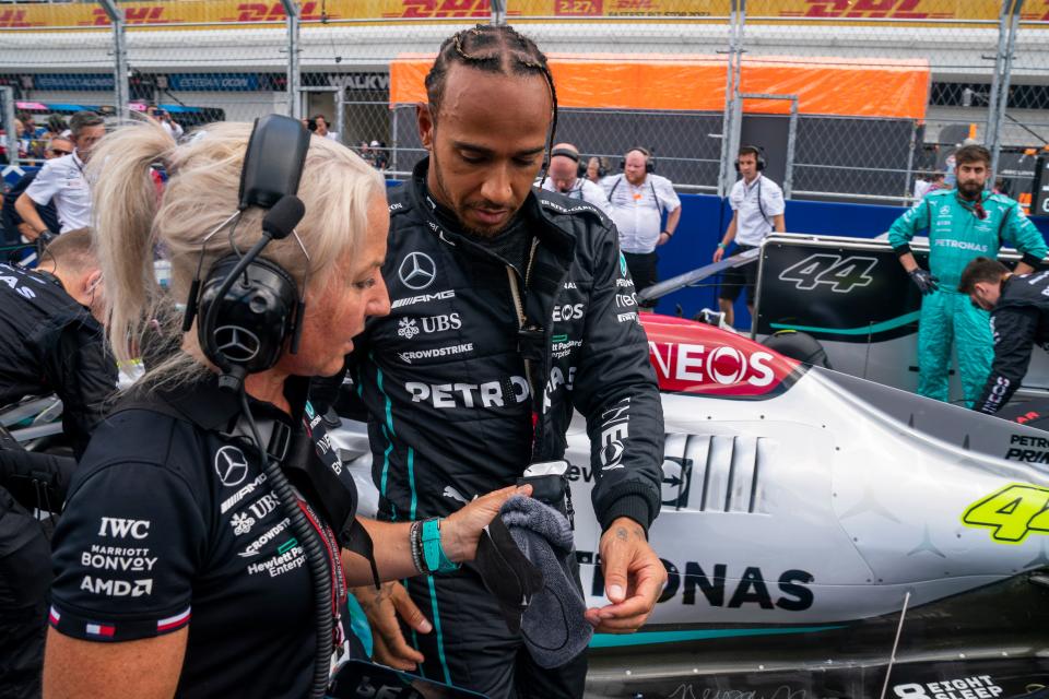 Lewis Hamilton is working hard with his Mercedes team to turn things round (EPA)