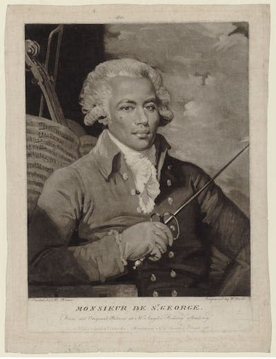 Chevalier de Saint-George (1745-1799) de un cuadro original de la Academia de Esgrima del Sr. Angelo, pintado por Mather Brown (1761-1831). grabado por William Ward (1766-1826). <a href="https://gallica.bnf.fr/ark:/12148/btv1b84266150" rel="nofollow noopener" target="_blank" data-ylk="slk:Gallica;elm:context_link;itc:0;sec:content-canvas" class="link ">Gallica</a>