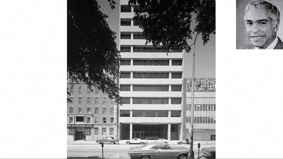 Moutoussamy designed the 11-story concrete Johnson Publishing Building as the headquarters for magazines, led by Ebony and Jet. - Credit: Chicago History Museum/Hedrich-Blessing Collection