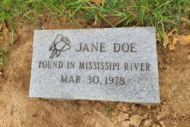 <p>Wapello County Sheriff's Office</p> A headstone marking the grave of the then-unknown victim