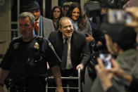Harvey Weinstein leaves court in his rape trial, in New York, Wednesday, Jan. 22, 2020. (AP Photo/Richard Drew)