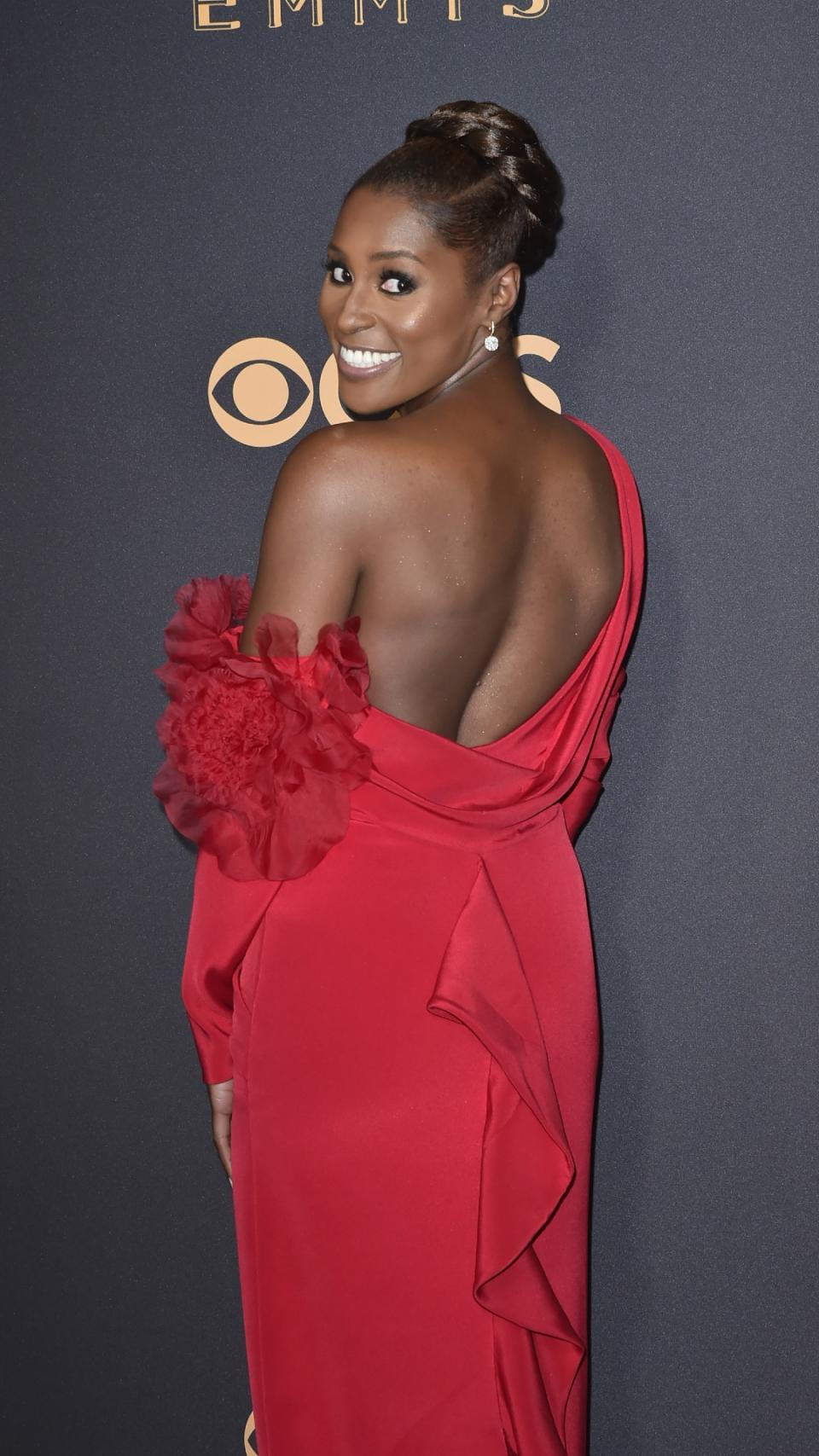 Issa Rae's slick braided updo, 2017