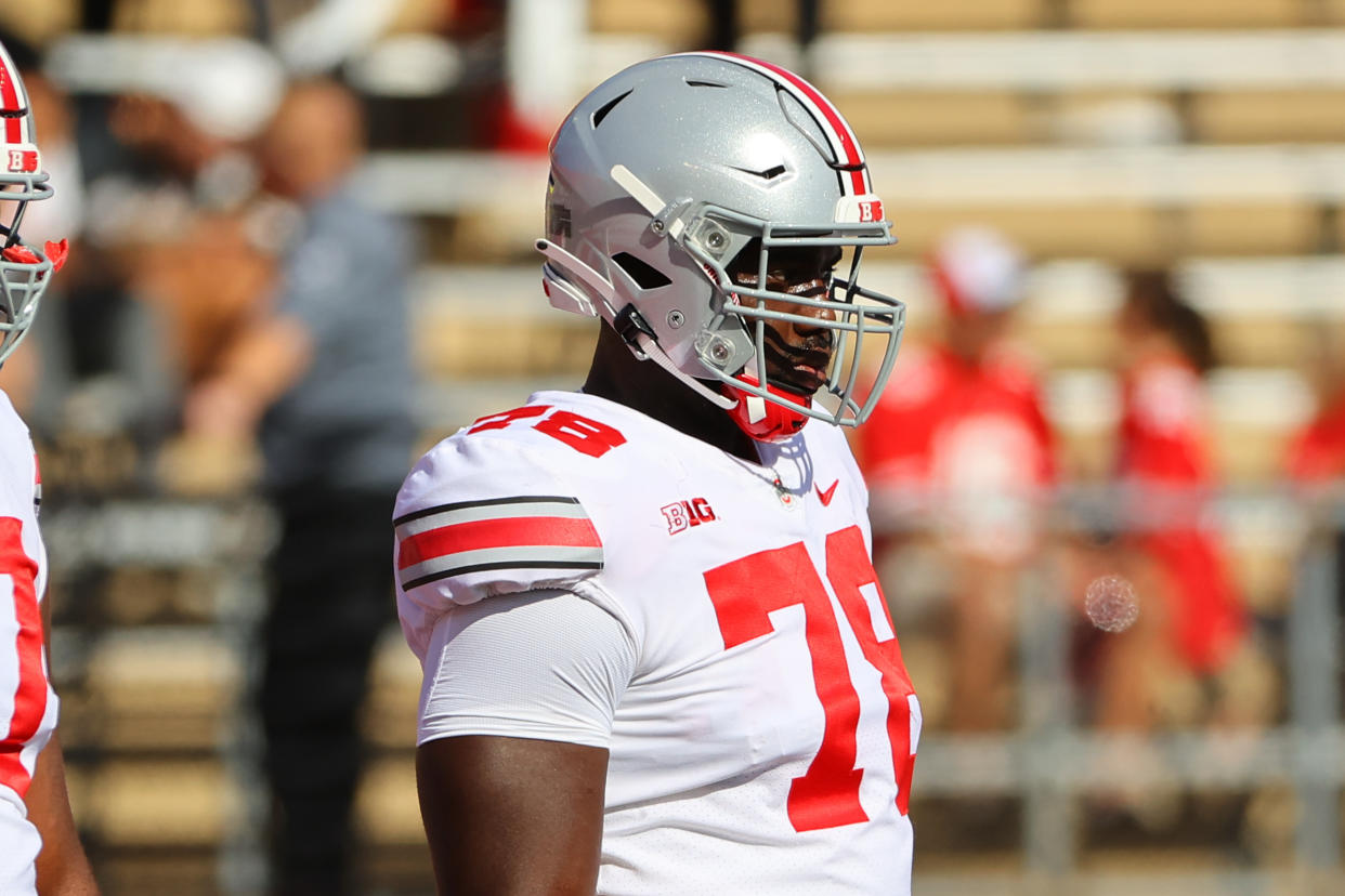 Ohio State OT Nicholas Petit-Frerehas had some forgettable games recently. (Photo by Rich Graessle/Icon Sportswire via Getty Images)