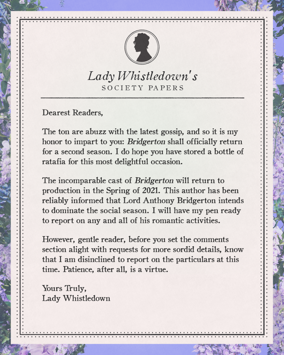 Lady Whistledown's Season 2 letter