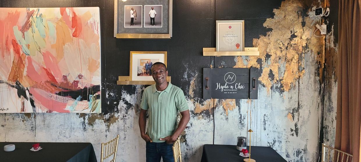 Chef/proprietor Andy Hyde inside his Hyde N Chic restaurant in Naples.