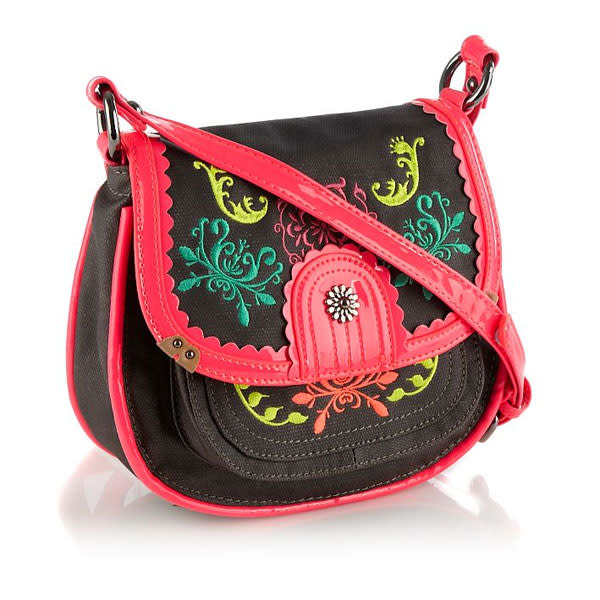 Black Embroidered Neon Detail Cross Body Bag - £28 – Butterfly by Matthew Williamson at Debenhams