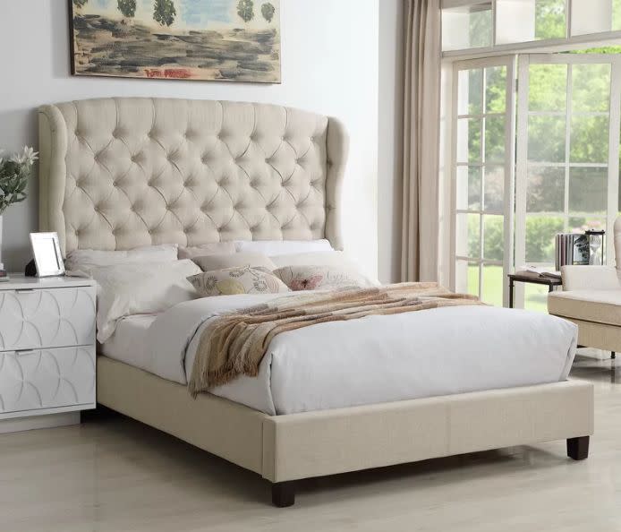 Was:&nbsp;$459.99<br /><strong>Now: $219.70</strong><br /><br />Get it <a href="https://www.wayfair.com/furniture/pdp/mulhouse-furniture-felisa-upholstered-panel-bed-mlho1243.html?piid=20360757" target="_blank">here</a>.