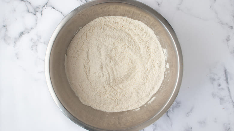 flour in metal bowl