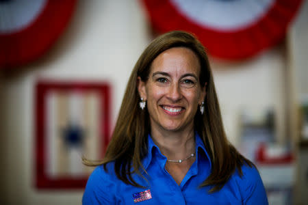 FILE PHOTO: U.S. Democratic congressional candidate Mikie Sherrill poses for a picture as she campaigns during the New Jersey State Fair in Augusta, New Jersey, U.S., August 12, 2018. Picture taken on August 12, 2018. REUTERS/Eduardo Munoz