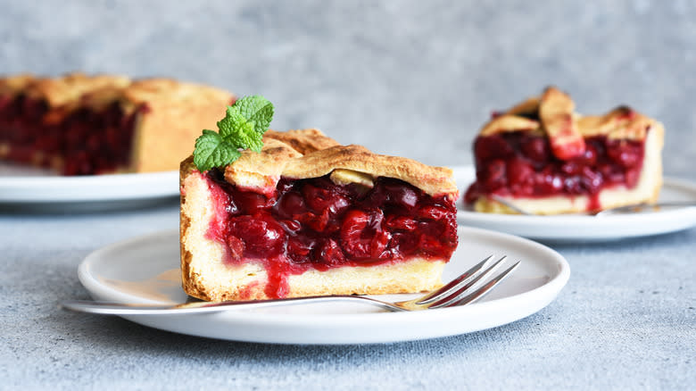 Cherry pie slice on plate