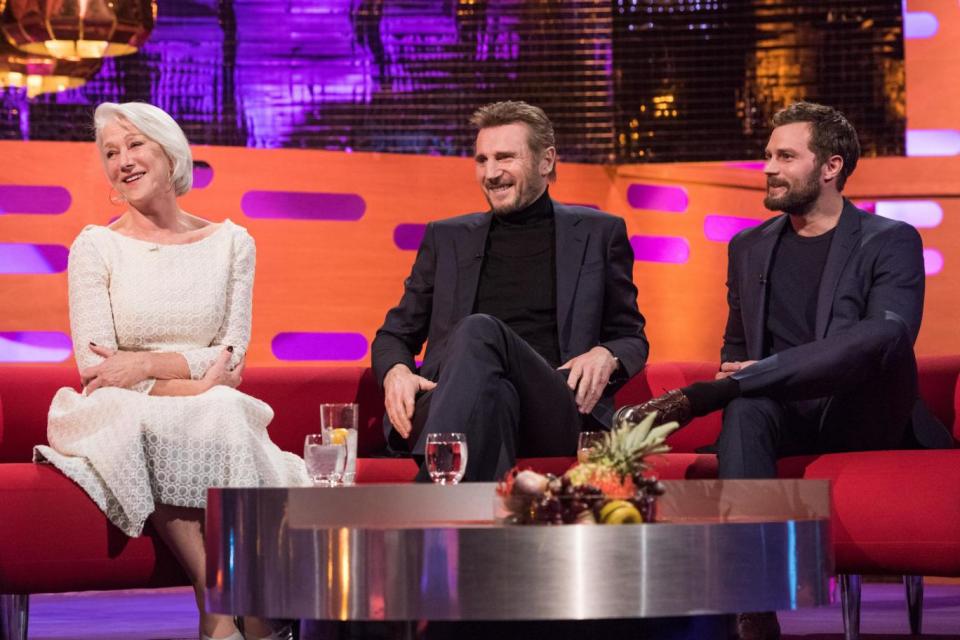 Helen Mirren, Liam Neeson and Jamie Dornan joined Graham Norton on the sofa (PA)