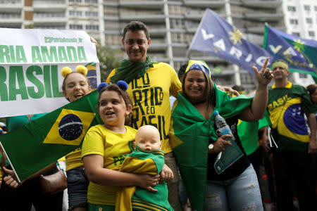 People take part in a pro-government demonstration near Copacabana beach in Rio de Janeiro, Brazil May 26, 2019. REUTERS/Ricardo Moraes