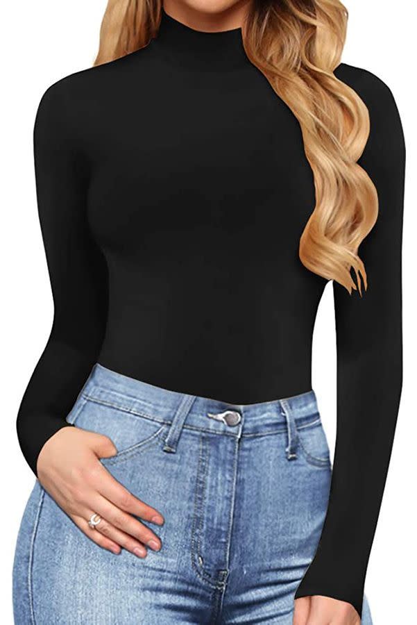 Women's Mock Turtleneck Long Sleeve Bodysuit