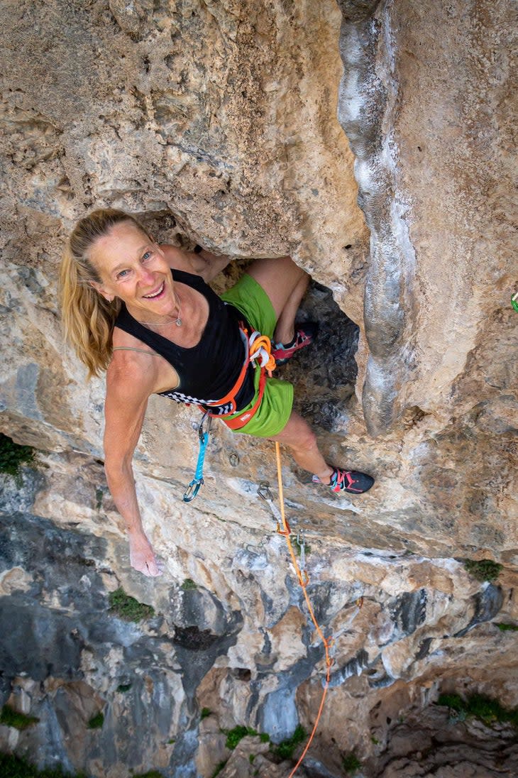 <span class="article__caption">Erbesfield-Raboutou is the program director of ABC Kids Climbing. Here, she tackles Andromeda (7C+/5.13a) in Kalymnos, Greece.</span> (Photo: Chris Winter)