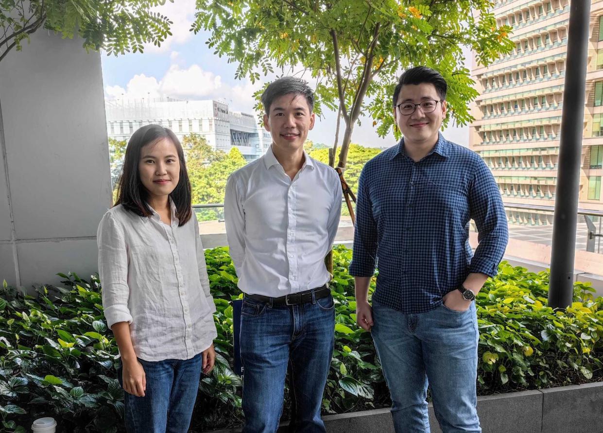 A group photo of Rainforest’s team members Elita Subaja, J.J. Chai and Jerry Ng