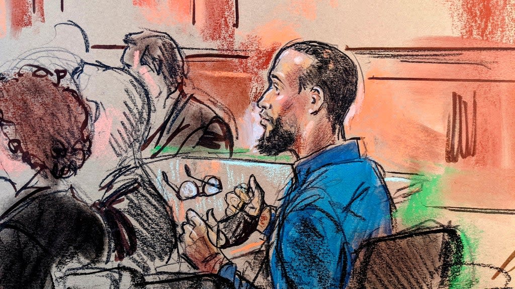 Court sketch of El Shafee Elsheikh in court (Bill Hennessy via Reuters)