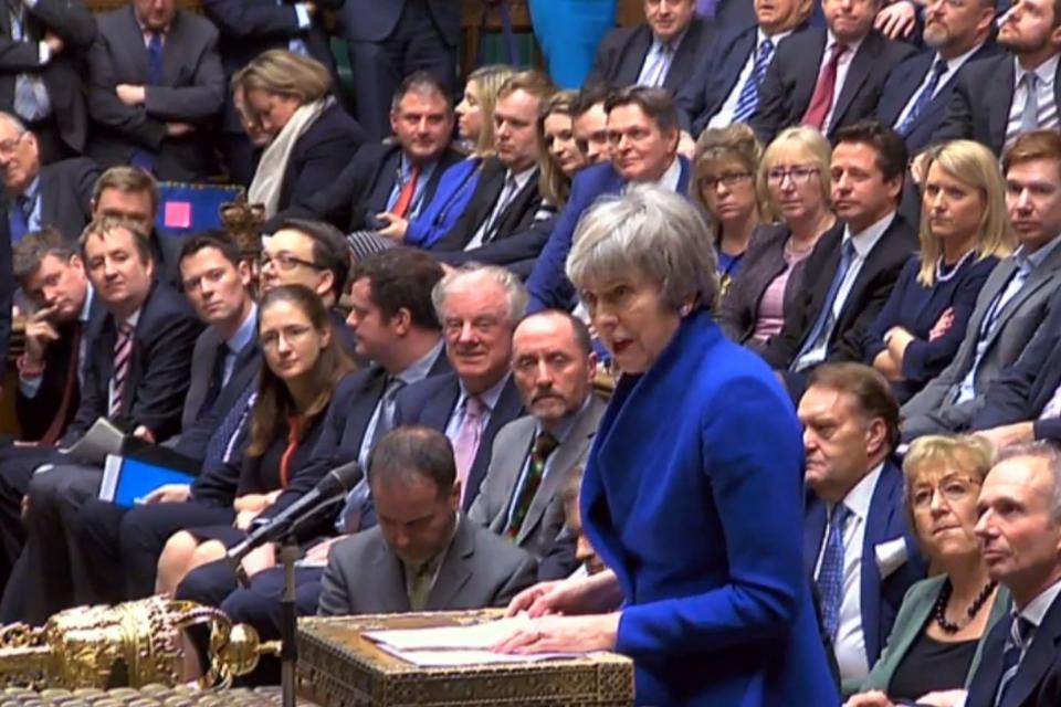 Prime Minister Theresa May speaking in the House of Commons after surviving the no confidence motion (PA)