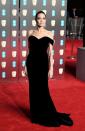 <p>The actress wore a stunning off-the-shoulder gown by British fashion house Ralph & Russo for the 2018 BAFTAs. </p>