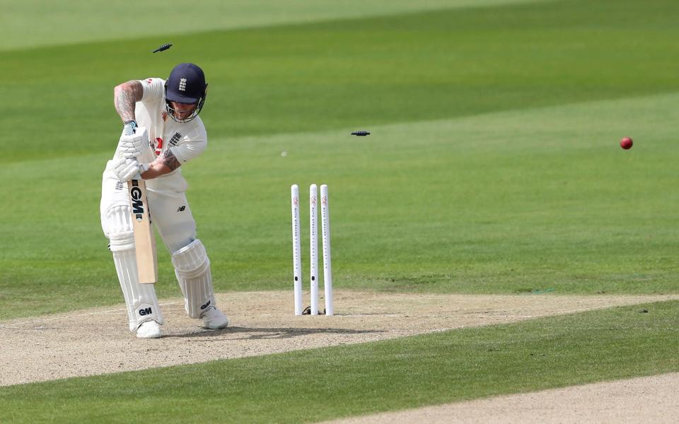 Ben Stokes' stumps are sent flying