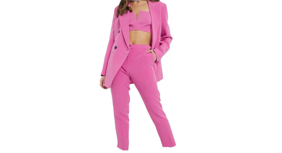 ASOS DESIGN pop slim suit blazer and trousers in pink 