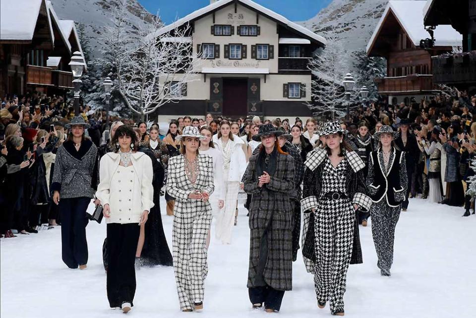 Chanel fall '19 finale with Cara Delevingne and friends at Paris Fashion Week.