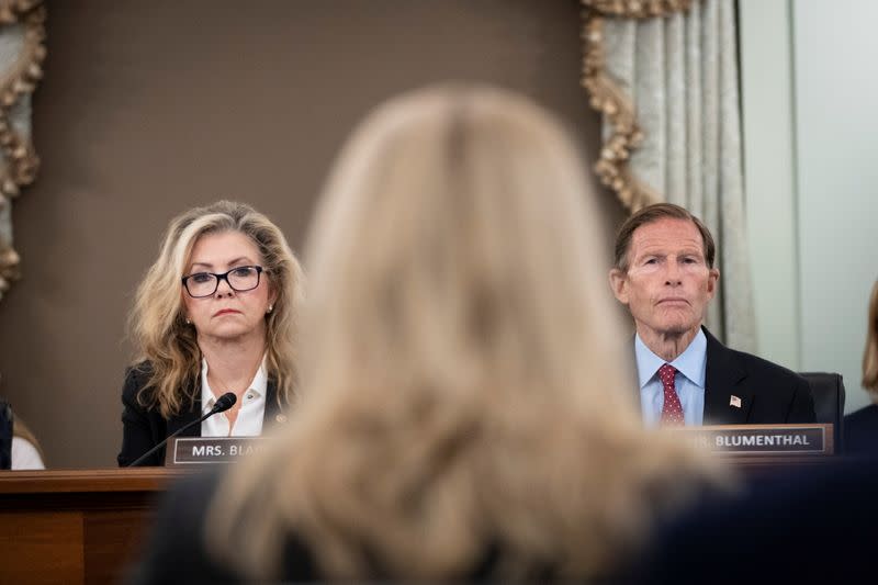 Former Facebook employee and whistleblower Frances Haugen testifies during a hearing entitled 'Protecting Kids Online: Testimony from a Facebook Whistleblower' in Washington